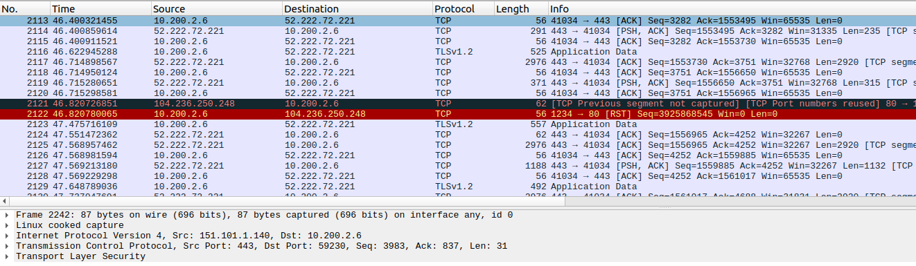 Suspicious TCP RST