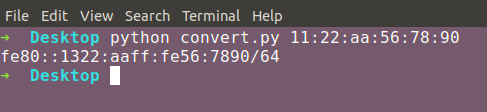 Utilizing a script to convert a MAC address into an IPv6 link-local address