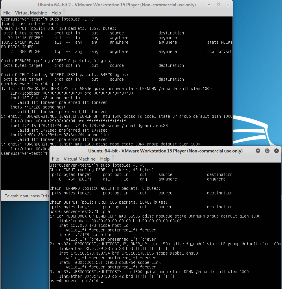 Server configurations for two virtual servers.