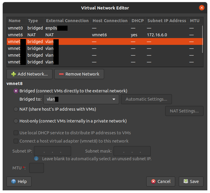 VMWare Virtual Network Editor